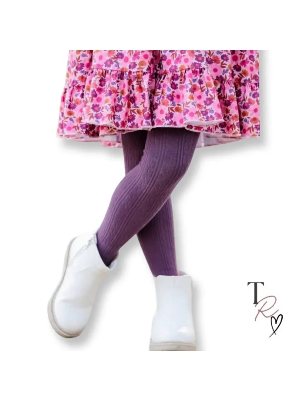 Little Stocking Co. NWT Girls Cable Knit Tights Purple 1-2Y